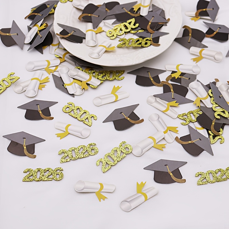 100pcs 2026 Graduation Cap Confetti Graduation Season Decoration Graduation Party Decoration Throwing Confetti