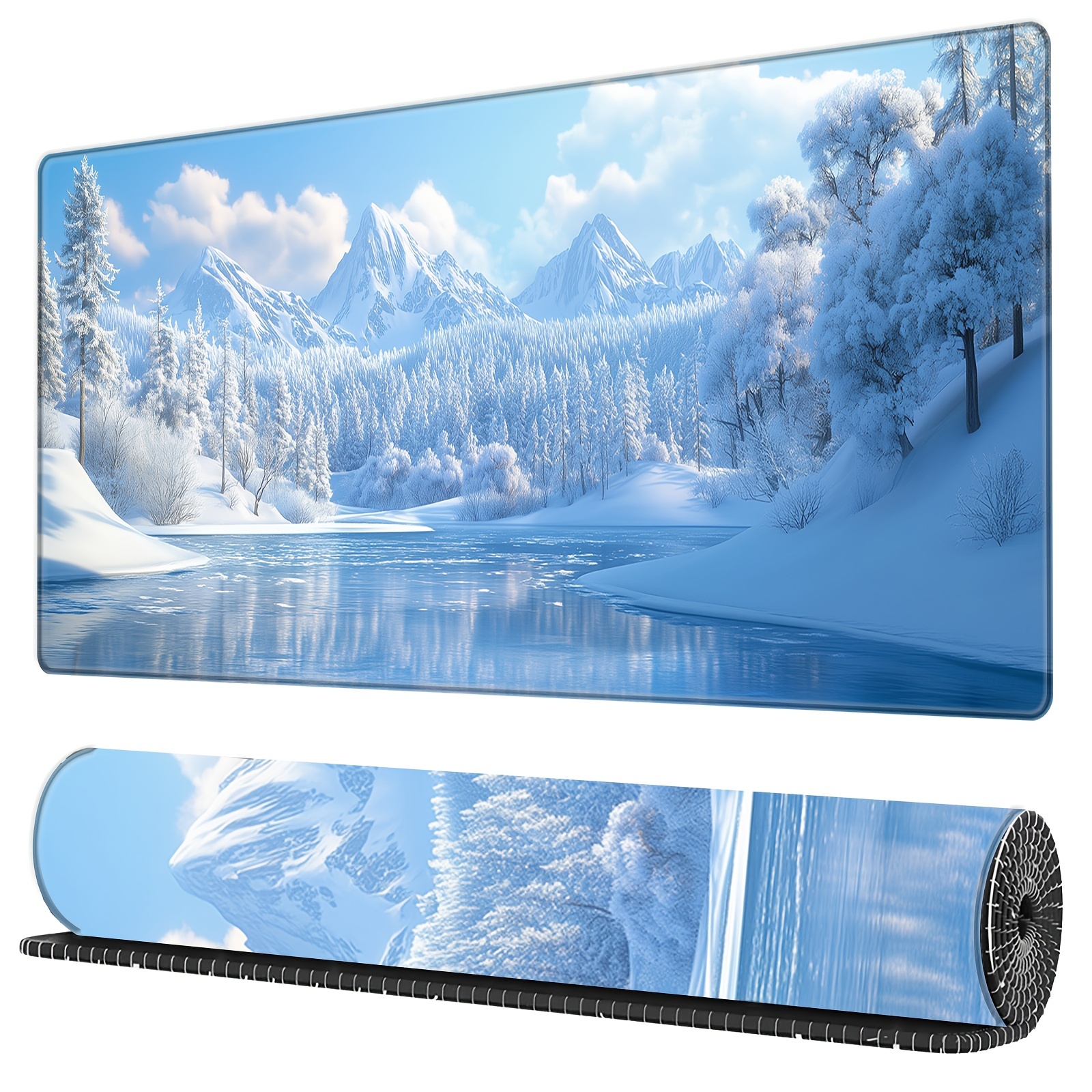 

Large Mouse Pad, Full Desk Xxl Extended Gaming Mouse Pad 35" X 15", , Non-slip Laptop Computer Keyboard Mousepad For Office And Home, Ice And Snow Design, Bhjlaxr