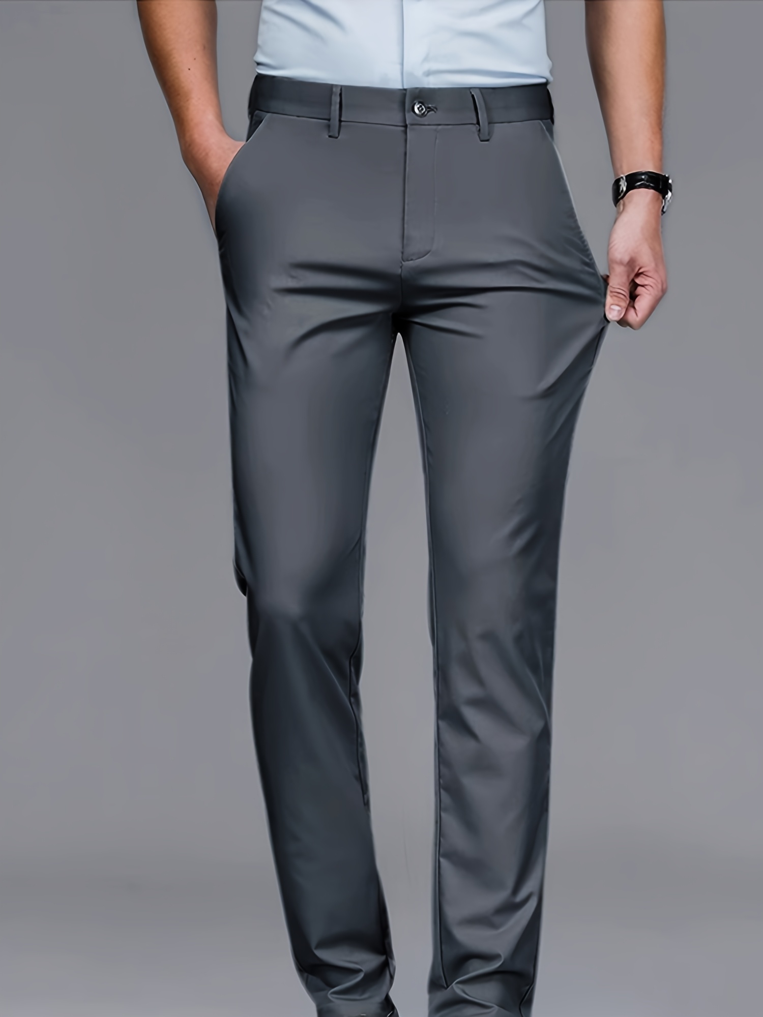 mens professional business trousers stretch wrinkle resistant and iron free formal casual loose straight leg suit pants versatile for office workers ideal gift for work wear Product details 15