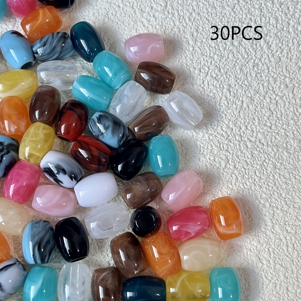 TEMU 30pcs Set Of 10x14mm Oval Large-hole Beads In Colored Imitation Jade Stone, Making Supplies, Creative Handcrafted Accessory Design Decorative