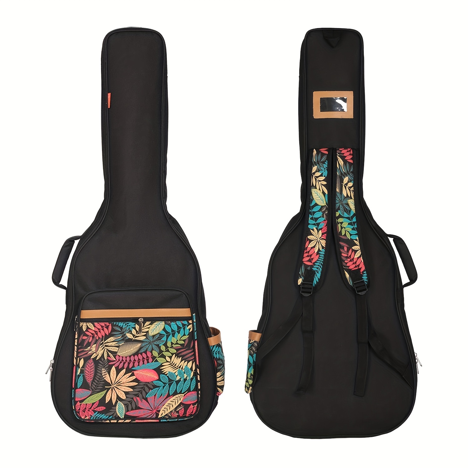 

41 Inch Acoustic Guitar Bag 0.35 Inch Thick Padding Waterproof Dual Adjustable Shoulder Strap Guitar Case Gig Bag With Back Hanger Loop, Black