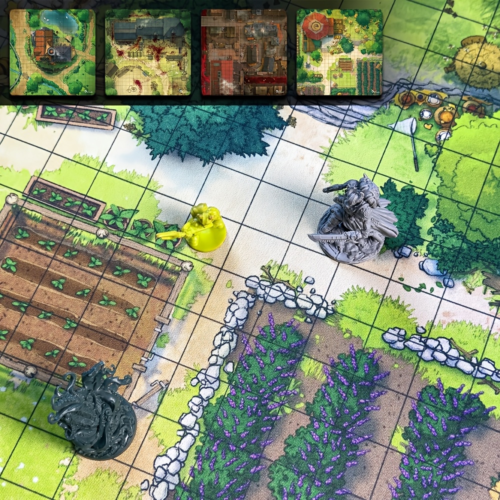 DND Village Terrain Mat, Printed Rubber Battle Mat