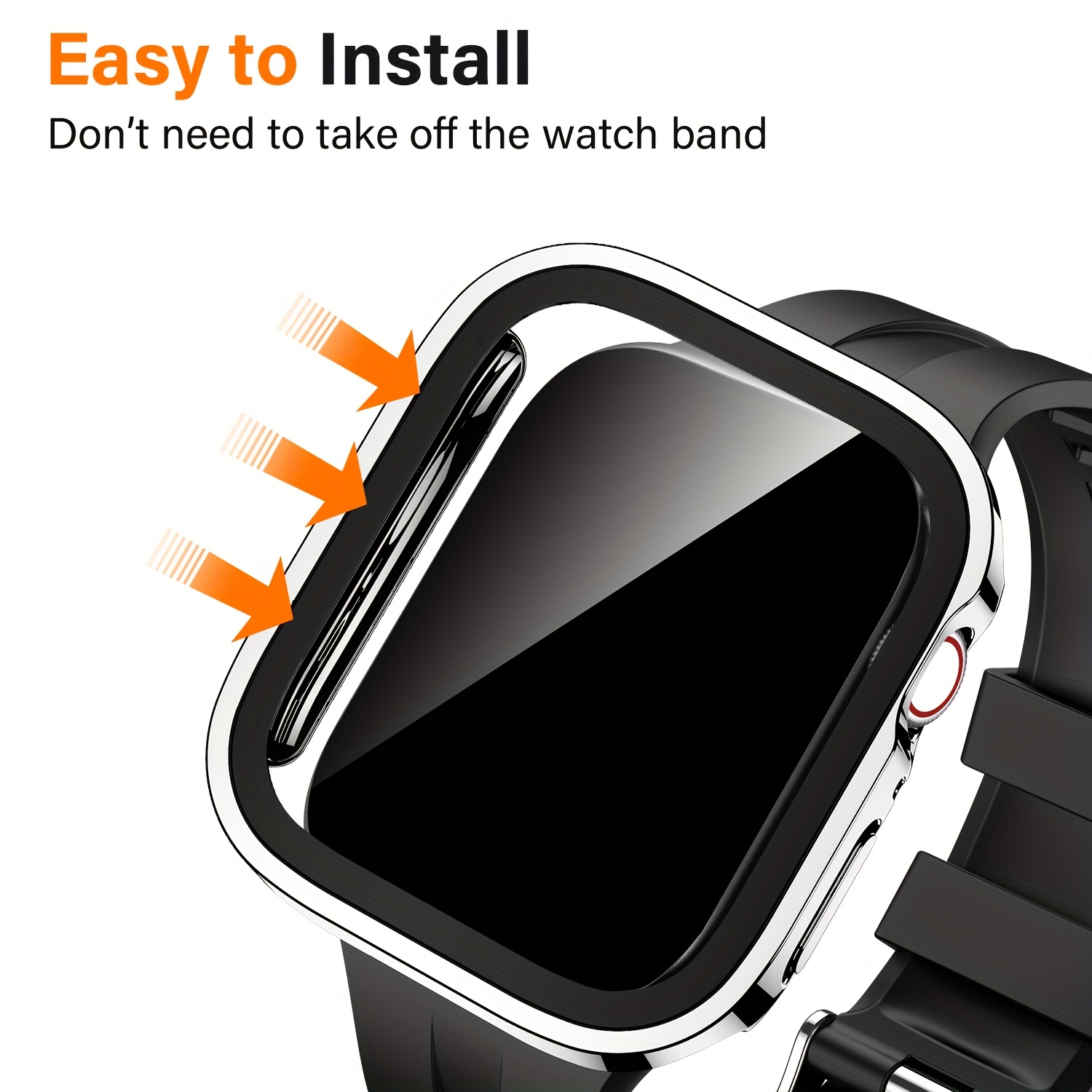 set of 4 premium electroplated design electroplated pc protective case for   watch built in tempered glass screen stylish design suitable for 40mm 41mm 42mm 44mm 45mm 46mm 49mm a great gift option Product details 2