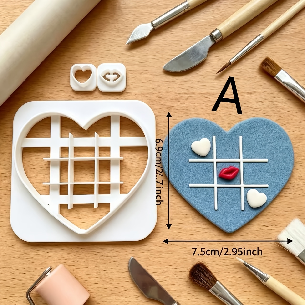 TEMU Moules en pâte polymère de et de cœur, adaptés pour la fabrication de boucles d'oreilles et de poterie DIY, des outils idéaux pour créer des