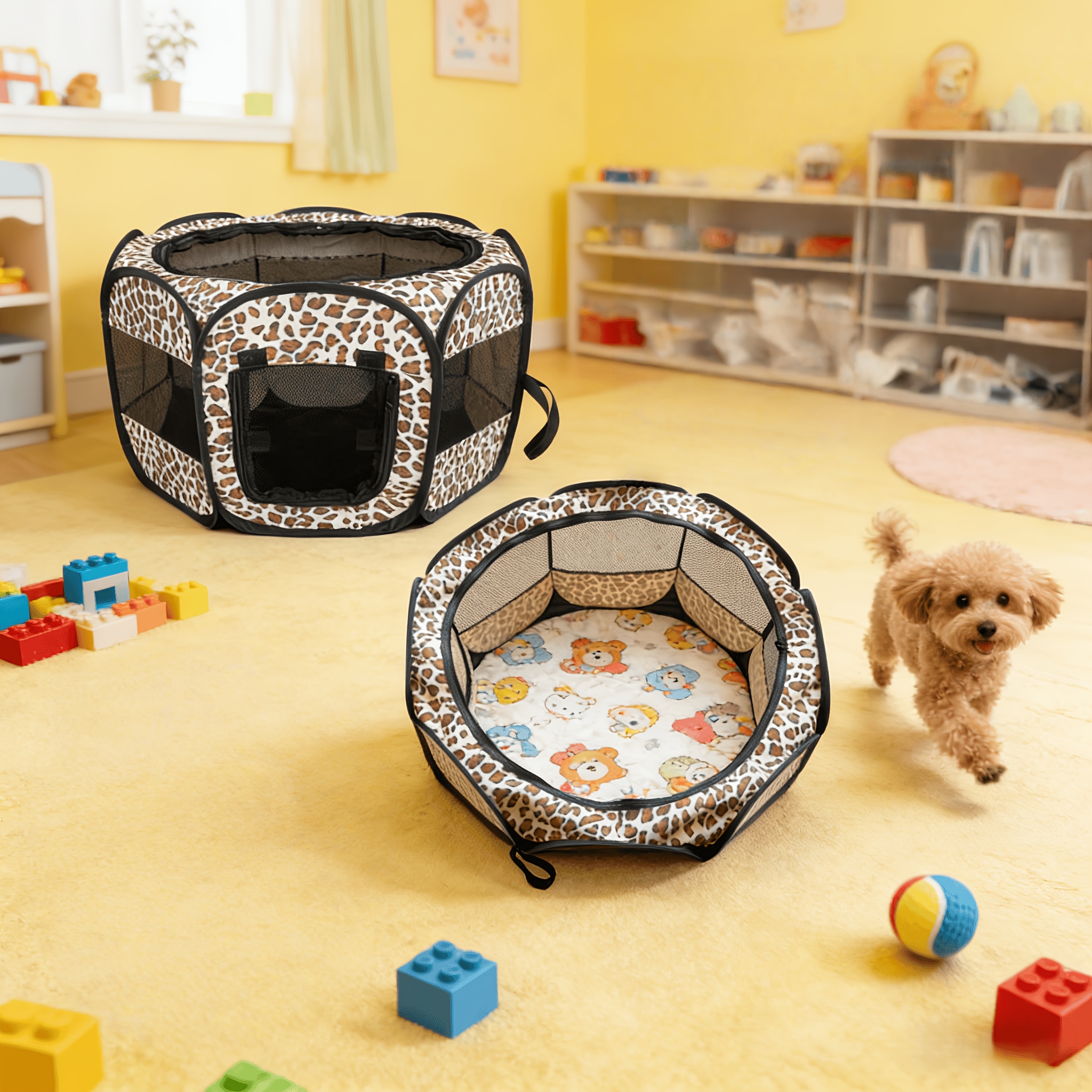 Leopard Print Small Animal Playpen for Pets