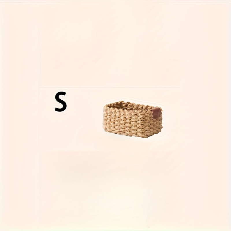 Image of 1pc Woven Storage Basket, Paper Rope Storage Basket With Handle, Woven Basket For Organising, Decorated Cute Gift Basket, Storage Containers, Cabinet Drawers, Bedroom, Living Room, Dormitory