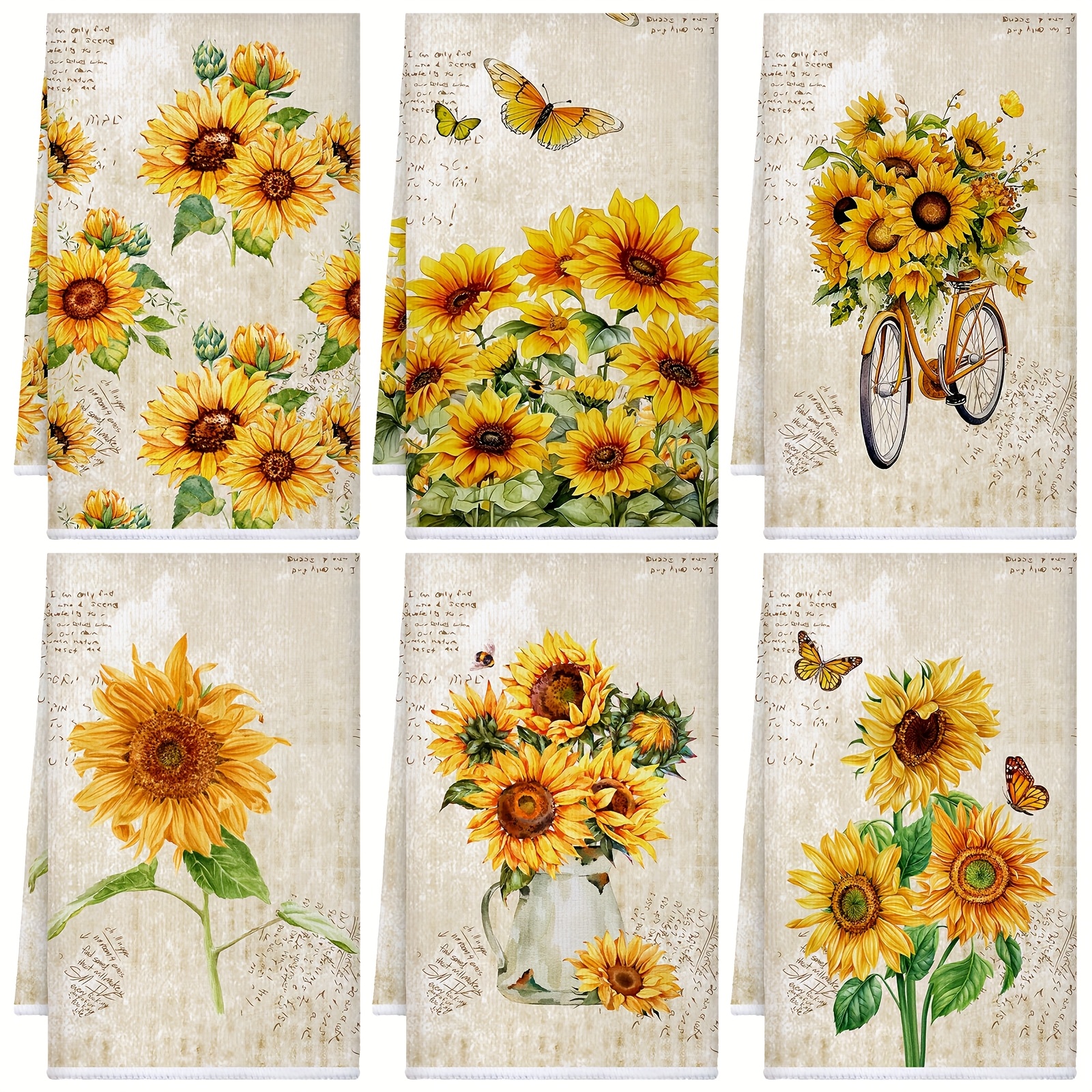 TEMU 6pcs Kitchen Towels Absorbent Dish Towels Decorative Tea Towels Fast Drying Dish Cloths Hanging Reusable Cleaning Dishcloths For Cooking Baking