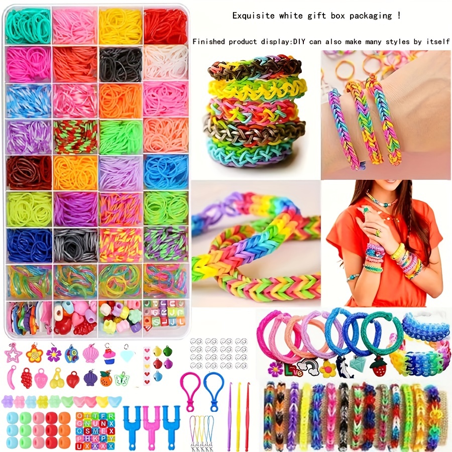 

Ensemble de bracelets en caoutchouc DIY dynamique : 36 compartiments pour des bracelets, colliers et bijoux colorés - Cadeau parfait pour les petits artisans