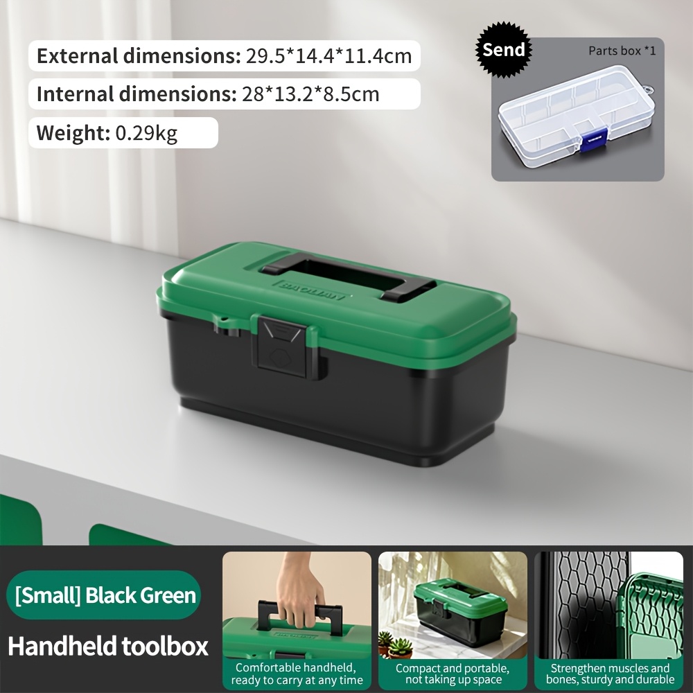 TEMU 1pc Home Tool Box, Multifunctional Portable Storage Tool Box, Small/large Size, Plastic Thickened, Electrician Repair Small Storage Box, With
