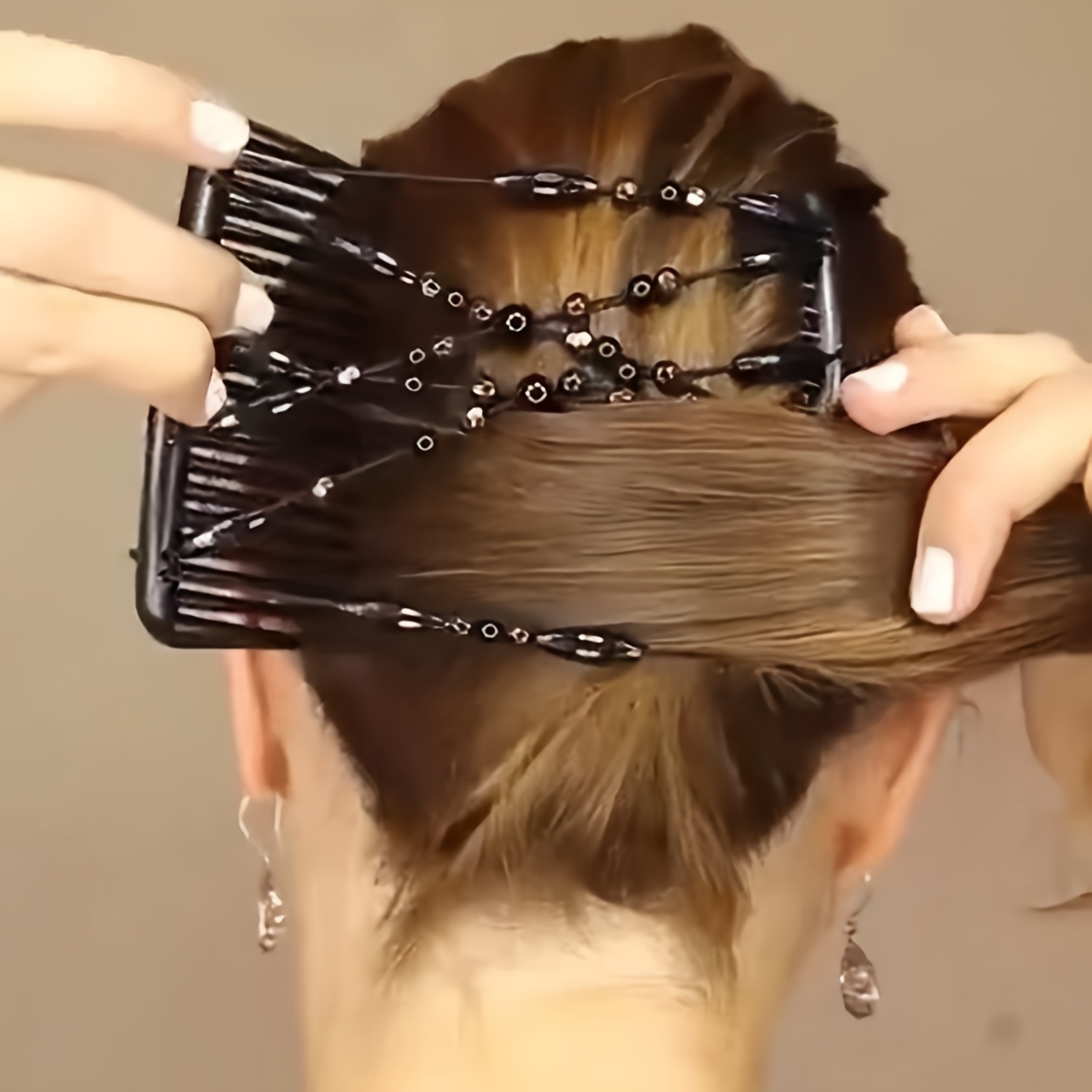 

1pc Elegant Double-sided Beaded Hair Comb For Women, Simple Hair Clip Multi-functional Hair Accessory