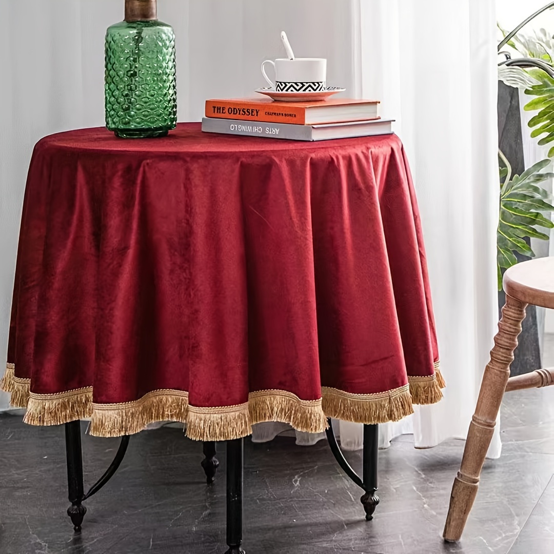 TEMU Luxury Velvet 60 Inch Round Tablecloth Green Tablecloth White Tablecloth Red Tablecloth Camel Tablecloth Black Tablecloth For Home Decor Coffee