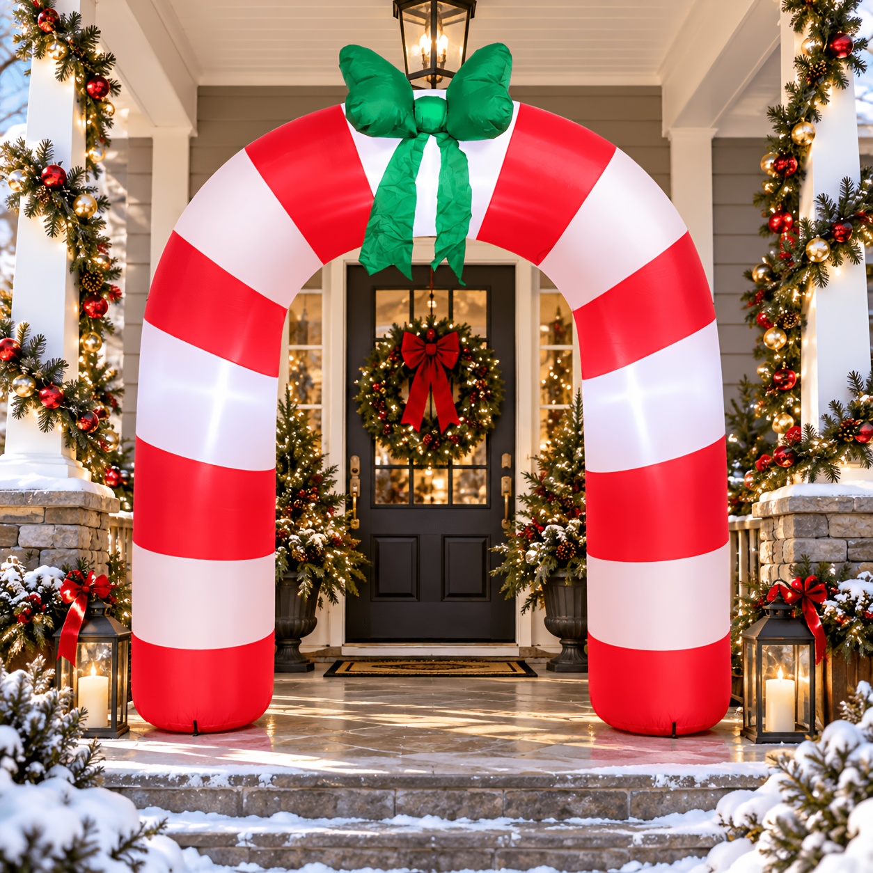 TEMU 7.5ft Inflatable Christmas Arch For Outdoor Holiday Decor, Colorful Gift And Candy-themed Inflatable Yard Decoration With Built-in Led Lights,