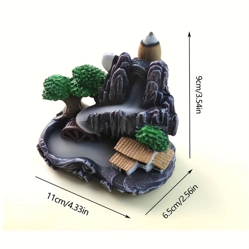 handcrafted resin ceramic waterfall incense burner reflow design for home decor yoga aromatherapy relaxation gift incense burner waterfall details 1