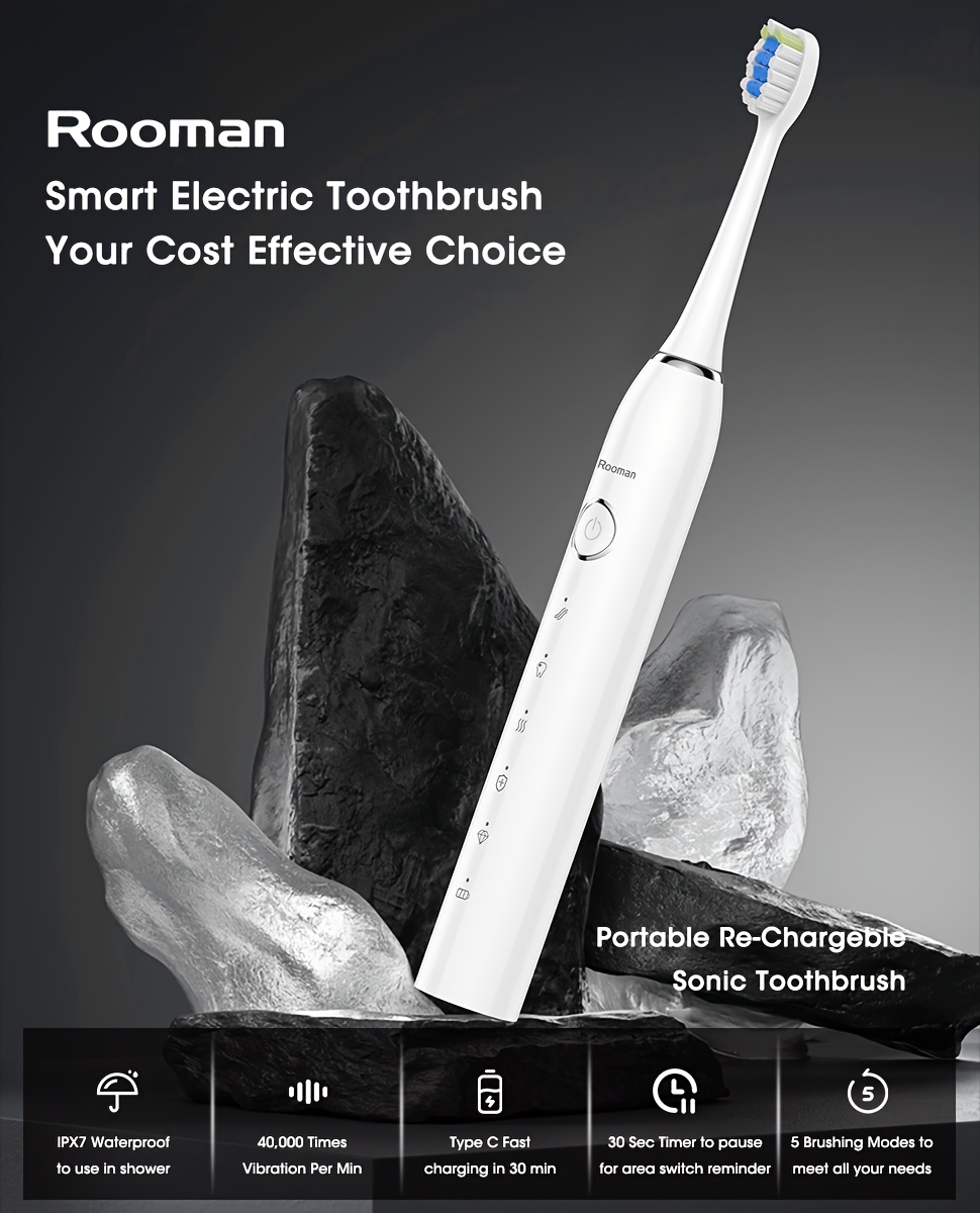  flexible broom smart electric toothbrush rechargeable ipx7 adult automatic toothbrush 5 working usb charging suitable for and gifts for friends mothers day gift box details 0