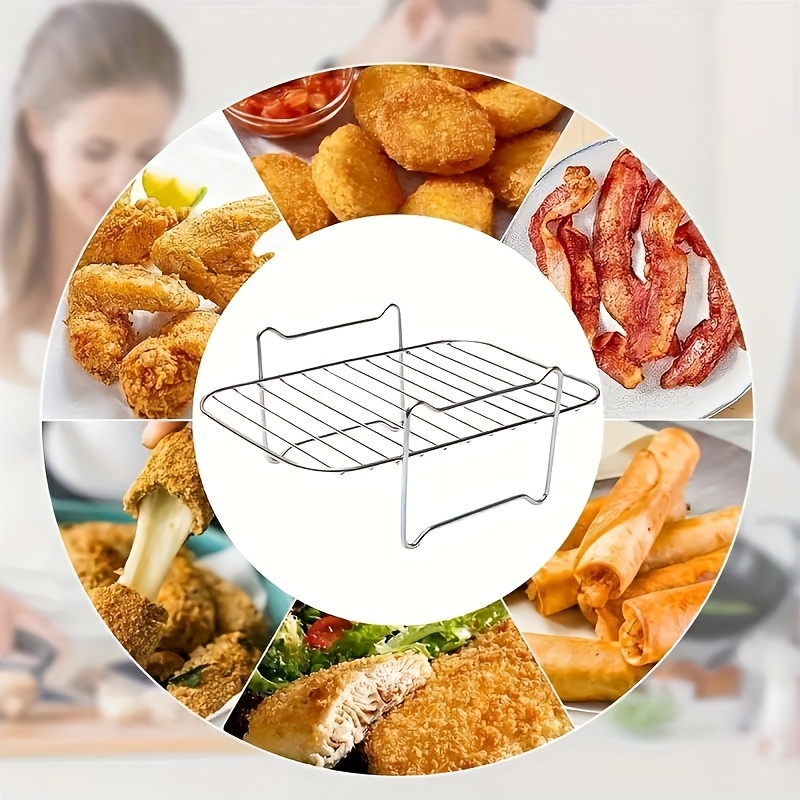 E-shop Edelstahl Luftfritteusen-Grillrost - Spezieller Grillrost für Heißluftfritteusen, Innen- und Außenbarbecue-Artefakt geeignet für Zuhause,