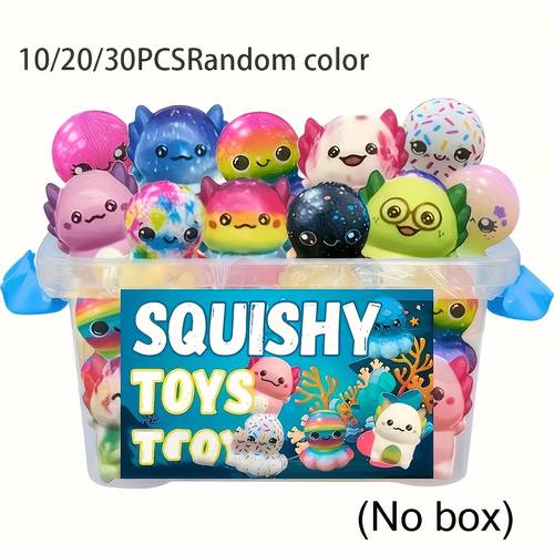 item picture 30pcs mini axolotl octopus party favor toys cute animal slow rising squeeze pack classroom birthday gifts for kids christmas presents for grandkids halloween party toy assortment random colors included
