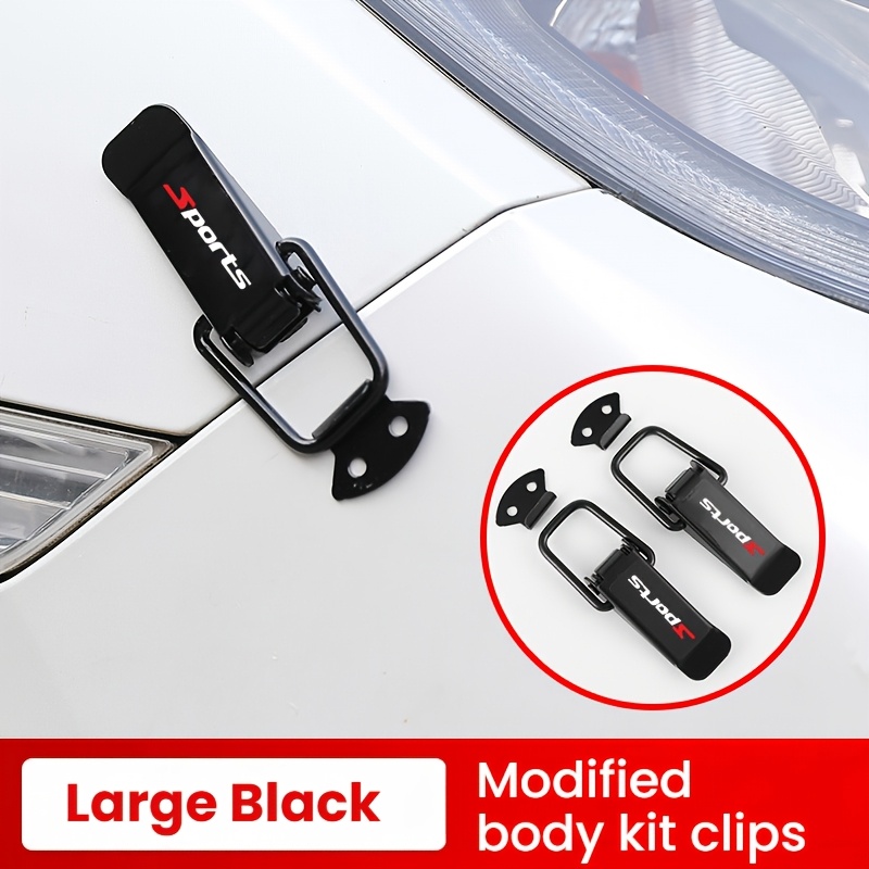 TEMU 2pcs Clips de fixation universels de carrosserie modifiée pour voiture de sport, attaches de , grand/petit style fibre de /noir, ajouts