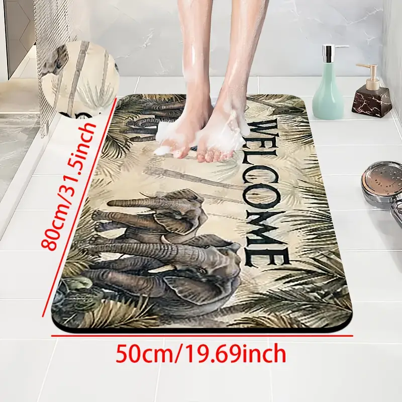 1pc diatomite bath mat welcome to the print design quick dry non slip absorbent floor mat soft and able suitable for bathroom shower room laundry room bedroom door mat rv bathroom bathroom non slip bathtub mat bath matts for bathroom bathroom mat long small bath mat rv bathroom mat shower room decorative bath mat modern floor mat mat durable bath mat rectangular mat floor rv owners small Product details 6