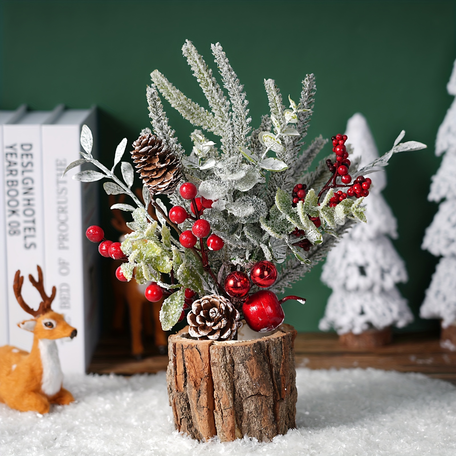 

1pc Small Artificial Christmas Tree With Christmas Ornaments Pine Cone Berry, Tabletop Christmas Tree For Christmas Decorations Party Winter Indoor Outdoor