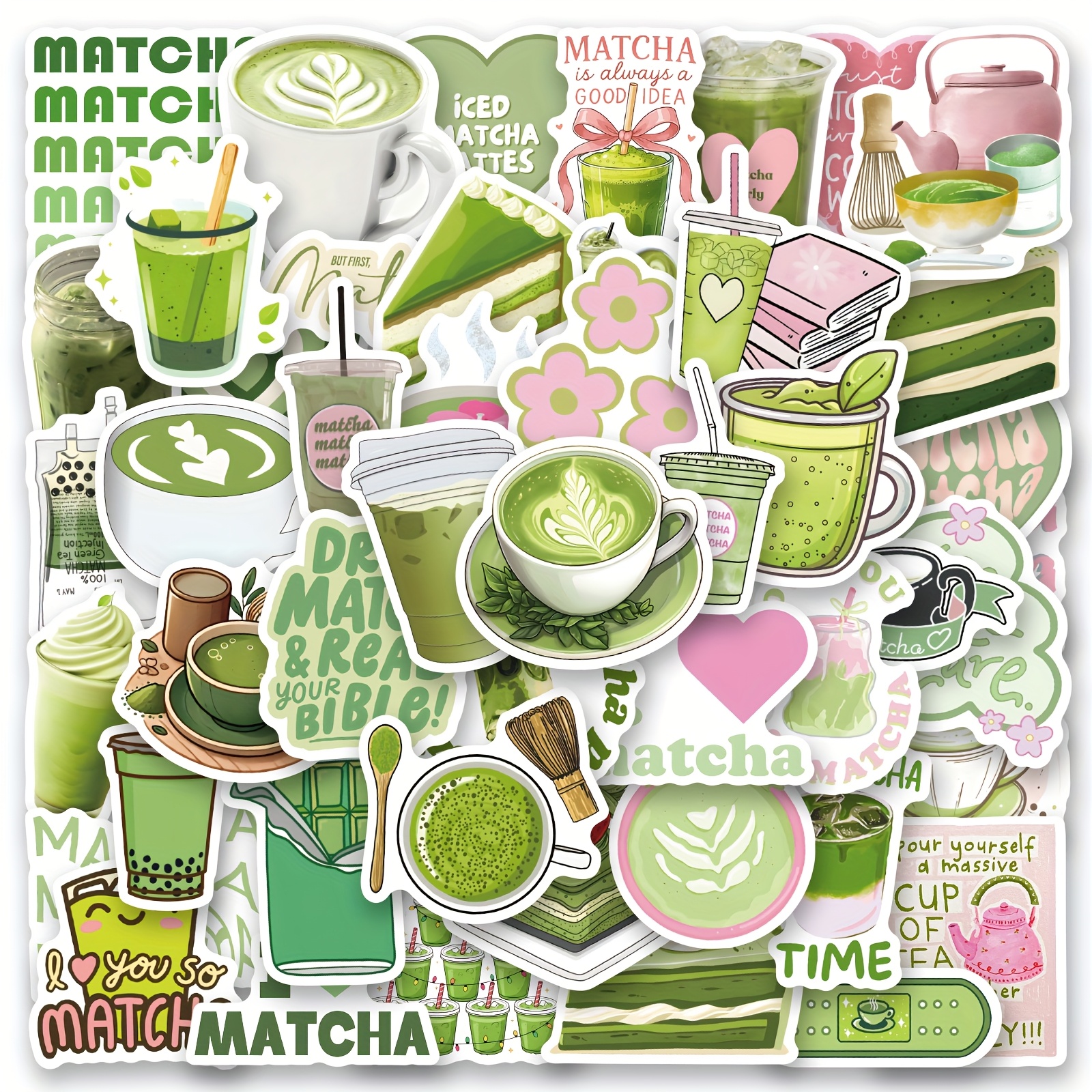 TEMU 60pcs Matcha Series Stickers Christmas And New Year Stickers Reusable Of Decorative Stickers, For Holiday Decorations, Christmas, Easter, Mugs,