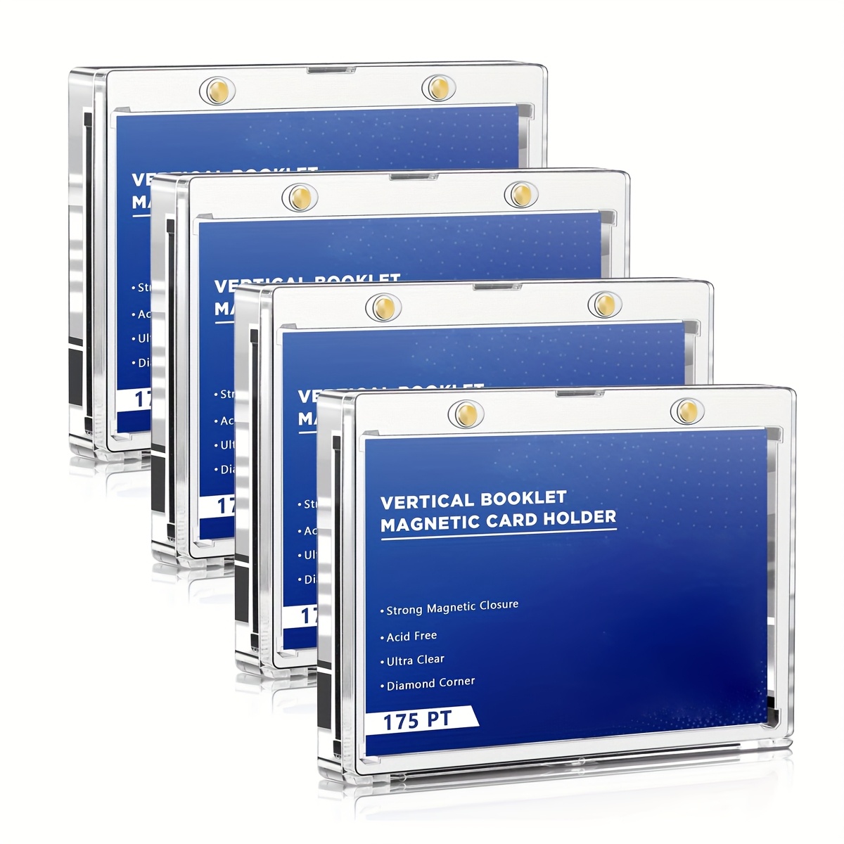E-shop 4 Stück Vertikale Magnetische Kartenhalter - 175PT PVC-freie UV-beständige Einzelklick-Zugriff Starke Magnete für Visitenkarten, Broschüren,