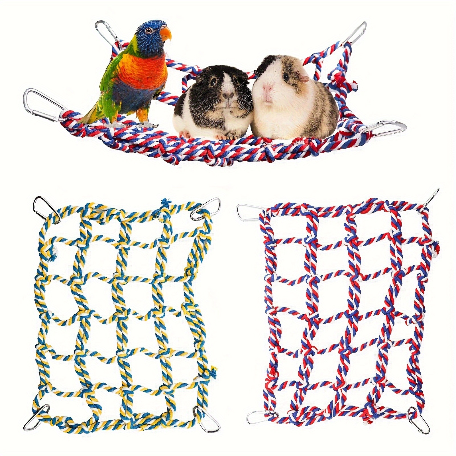 

2 Pack Rope Net, Rat Climbing Rope Net, Pet Hanging , Bird Ladder Rope , Small Animal Rope Net Toy, Cage Decor Accessories For Rat Hamster Bird Ferret11×8 Inches