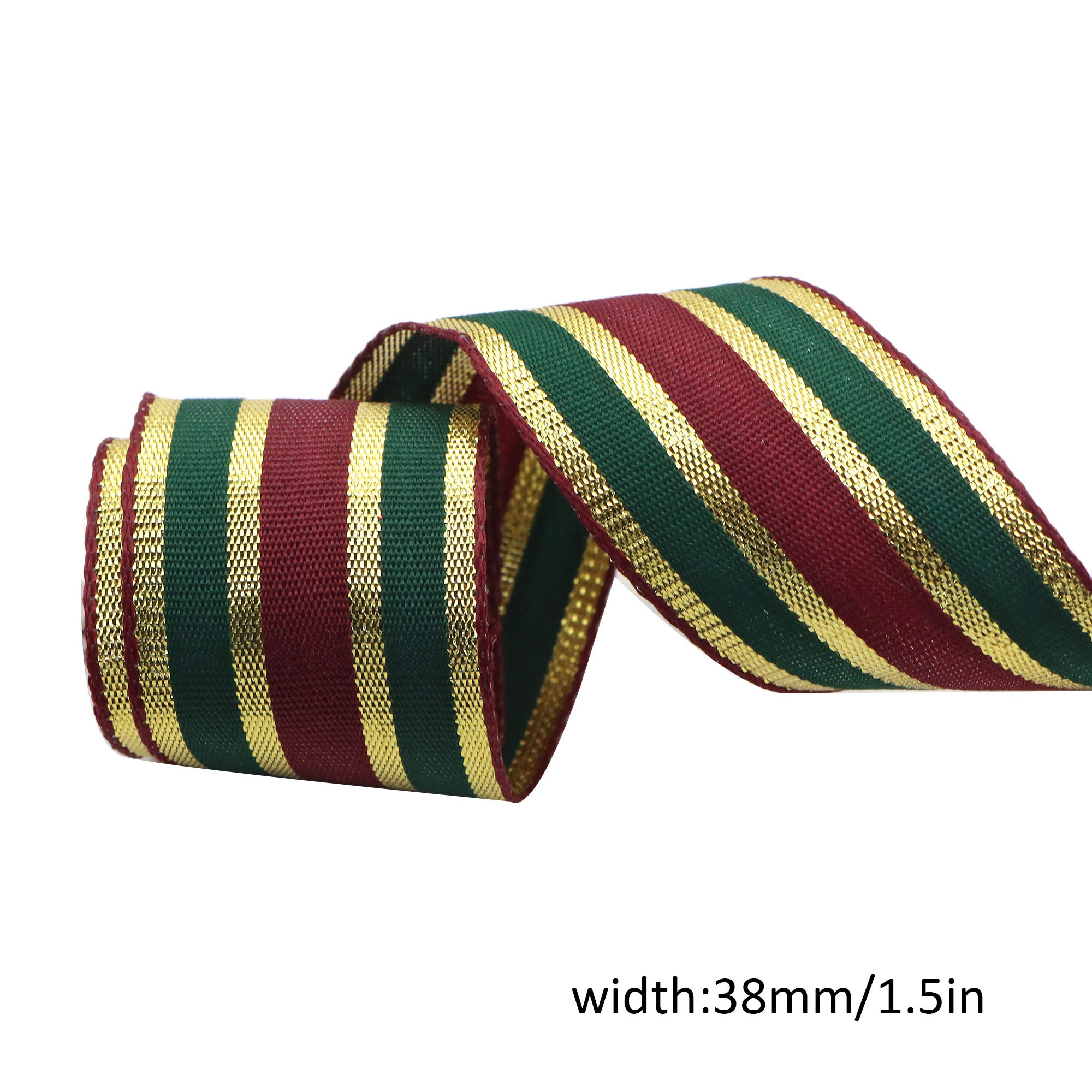 TEMU 1 Roll, 1.5 Inch X 5 Yards Christmas Wired Edge Ribbon For Christmas Front Door Wreaths Decor, Crafting, Bows Garlands, Party Decorative Ribbon