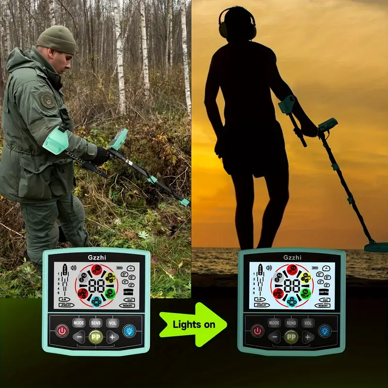 professional outdoor metal detector underground depth scanner gold detector treasure belt foldable sand shovel and detector headset accessories batteries not included details 4