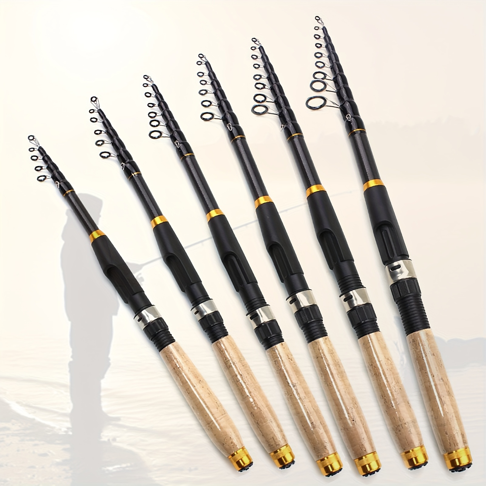 

Compact & Carbon Fiber Telescopic Fishing Rod - Portable Pole With Cork Eva Handle, Ideal For Travel & Fish