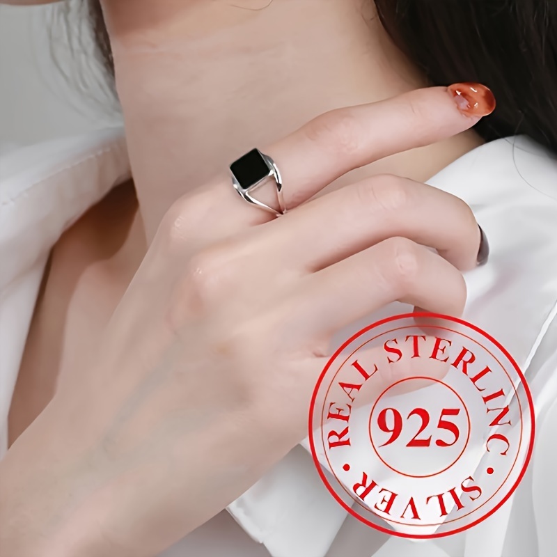 Adjustable 925 Sterling Silver Ring with Stylish Square Design