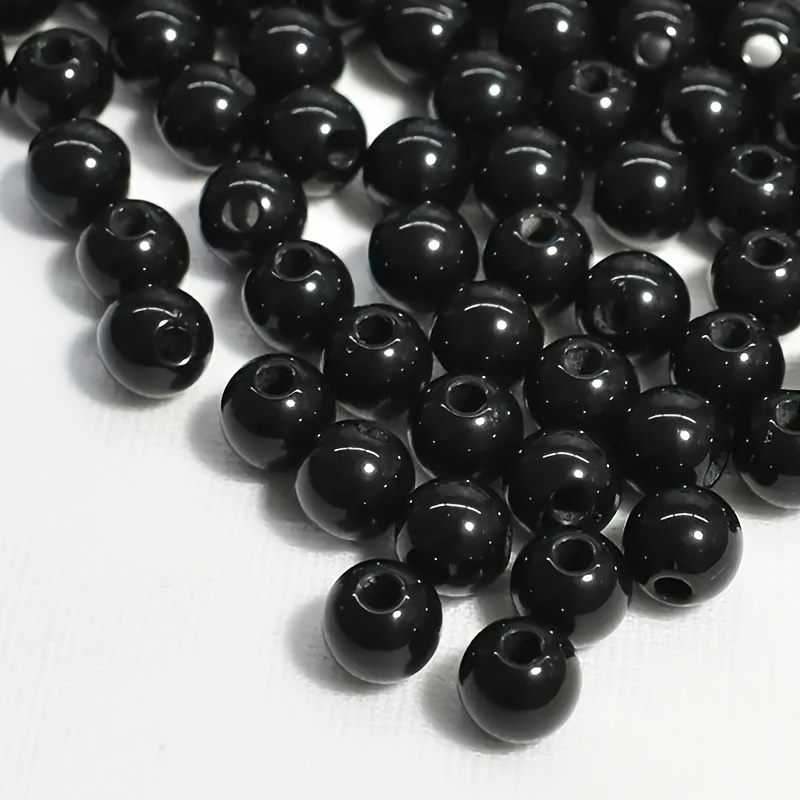 

1000-piece Set Of 6mm Matte Black Acrylic Beads With Small Holes For Diy Jewelry Making - Ideal For Bracelets And Necklaces