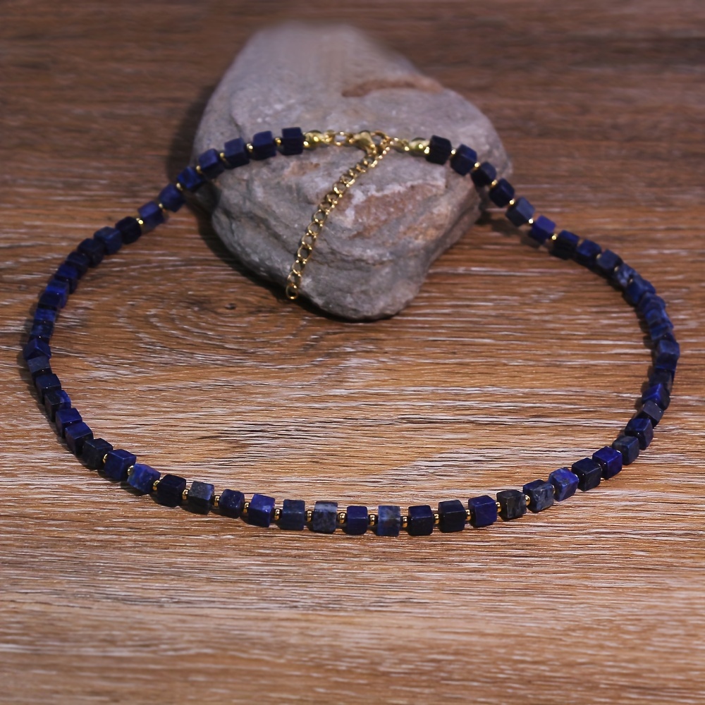 

Boho Choker - 1pc Handcrafted Natural Lapis Beaded Necklace, No , For Daily & Holiday - All Compatible