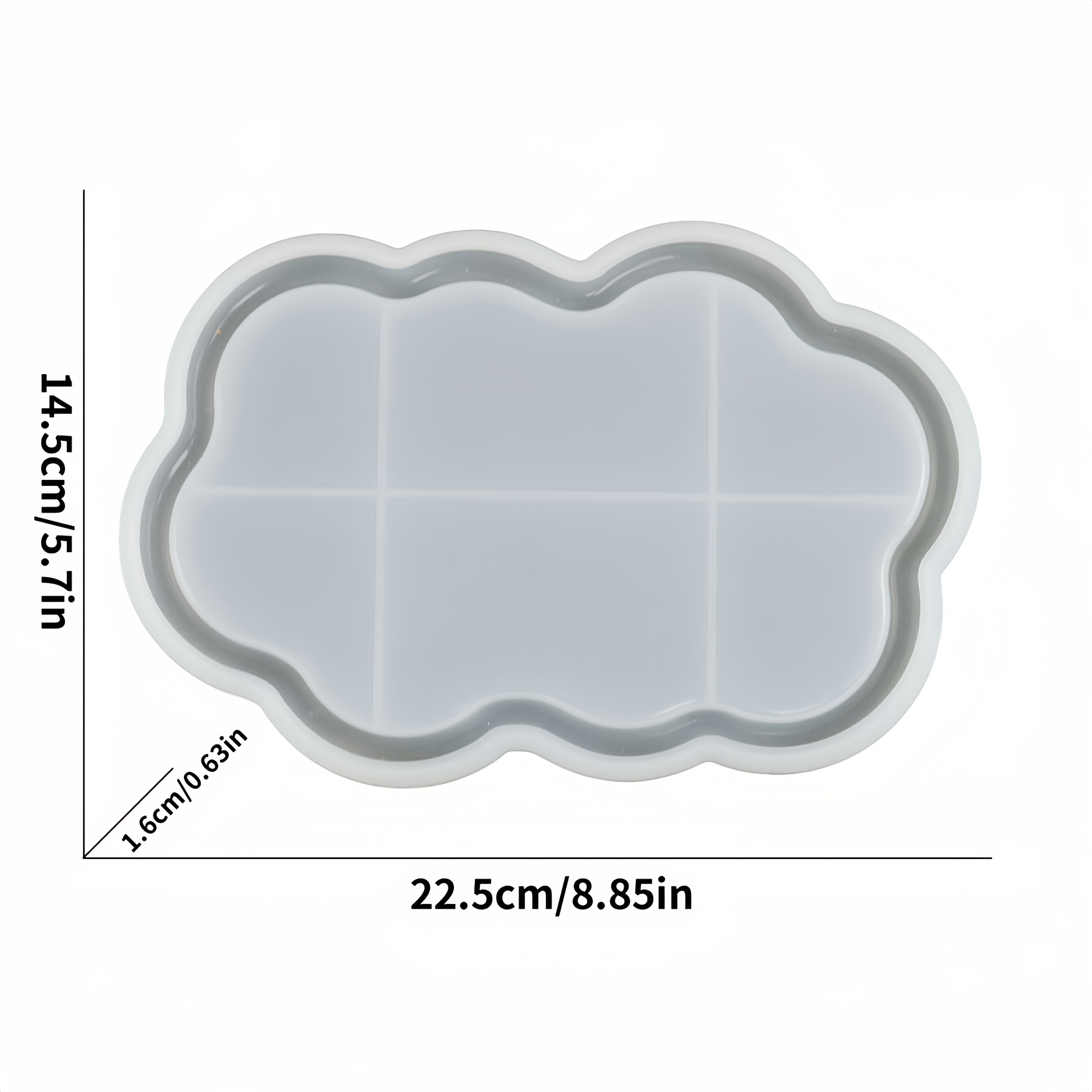 E-shop Wolkenförmige Tablett Silikonform, Harz Beton Aufbewahrungstablett Behälterform, Gips Tablettform, Harz Gießform, für Home Desktop Dekoration,