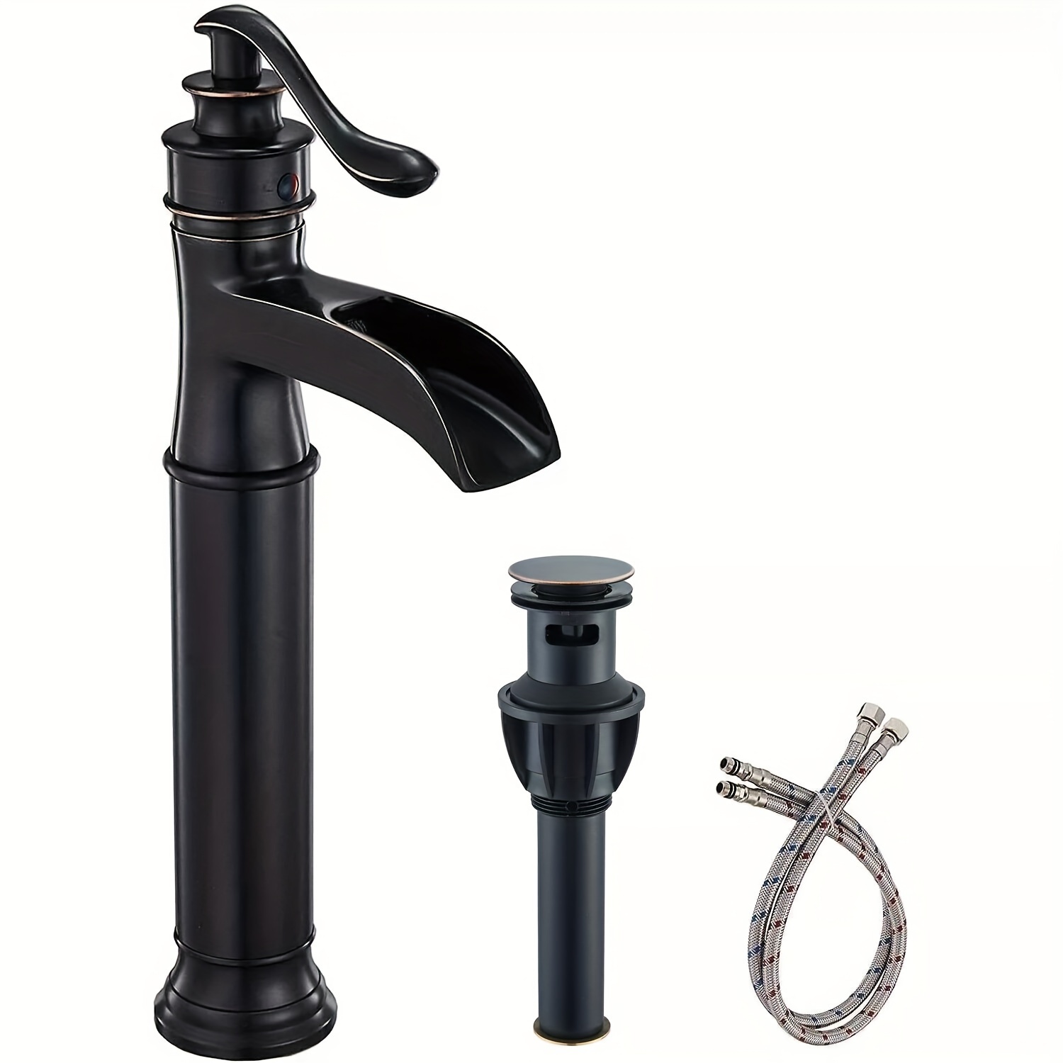 

Bathroom Sink Faucets Oil Rubbed Bronze Bathroom Vessel Sink Faucet Waterfall Single Hole Mixer Tap With Pop-up Drain