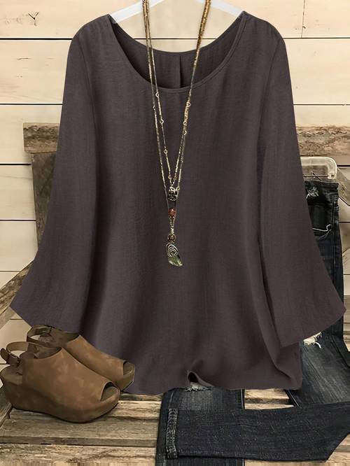 plus size plus size plus size womens casual vacation solid round neck long sleeve shirt additions not included