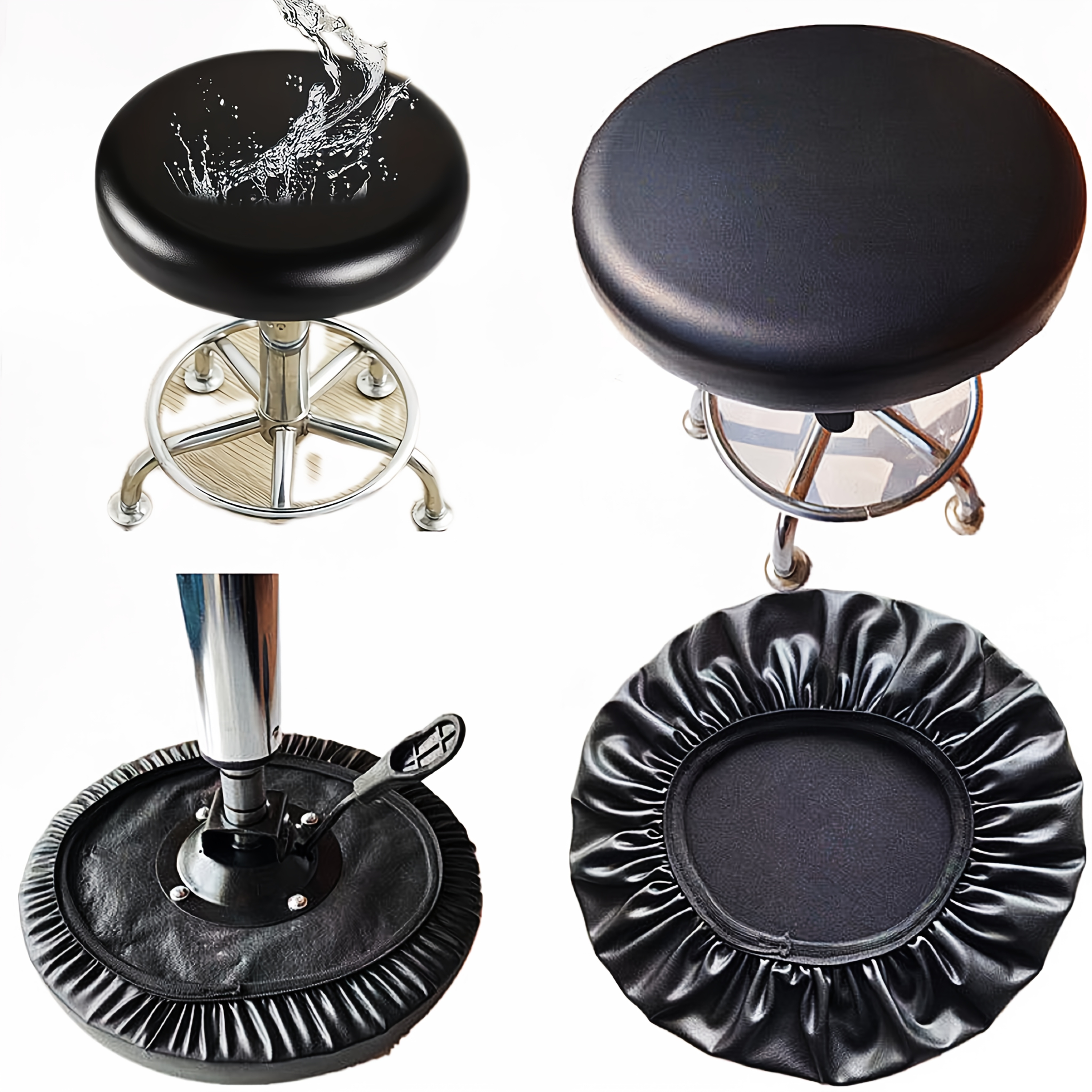 

1pc Leather Round Stool Cover, Waterproof Seat Protector For Bar Chairs, Professional Pu Material, Unisex-adult, Suitable For Normal , Tools & Accessories For Beauty Workers