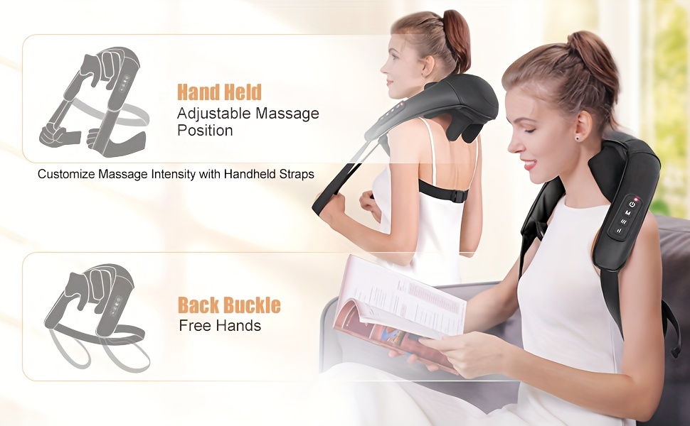 Upgraded - Portable Massager with Stimulation Suitable for Neck & Back - Low-Voltage (Under 36V) -Rechargeable Massagers for Home Use,, Ideal for Office Workers & Gift-Giving