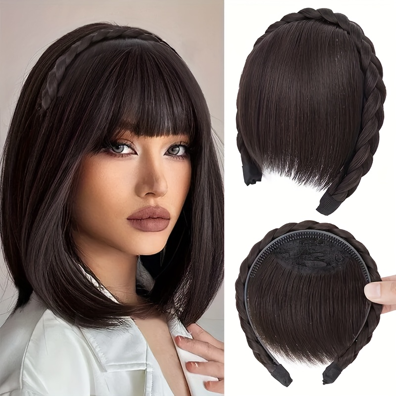 high top hair accessory 1  color   womens synthetic clip in bangs braid design versatile bangs piece suitable for all hairstyles wearable for daily and date   halloween details 6
