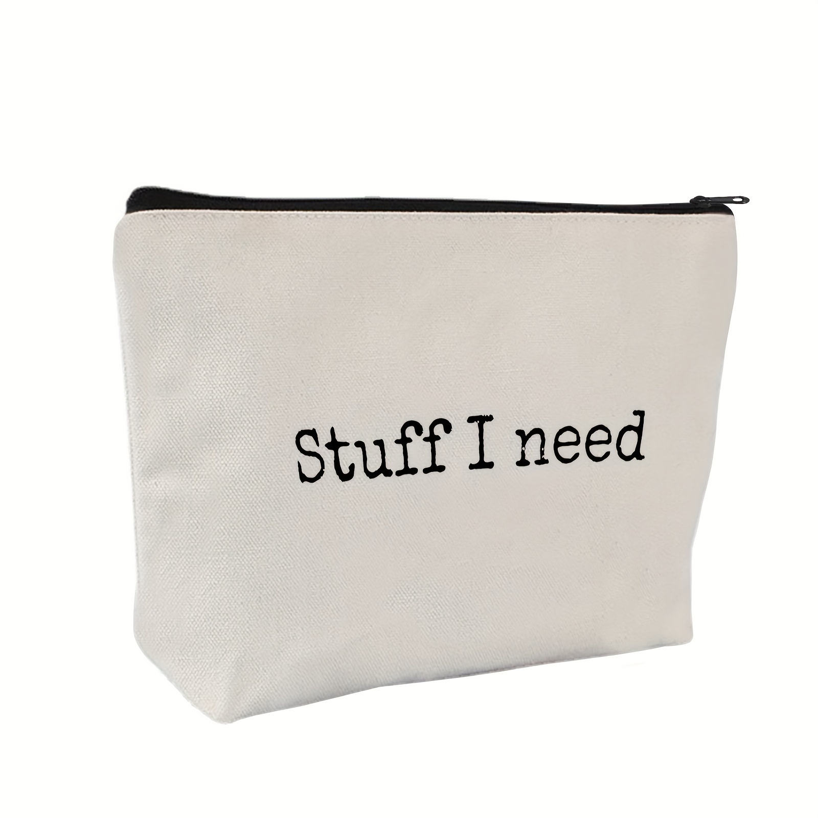 

Zocigifts Cosmetic Bag 'stuff I Need' - Beige Travel Pouch For Packing & Organization, Unisex Unscented Positioning Printing Charger & Essentials Organizer For & Holiday Use