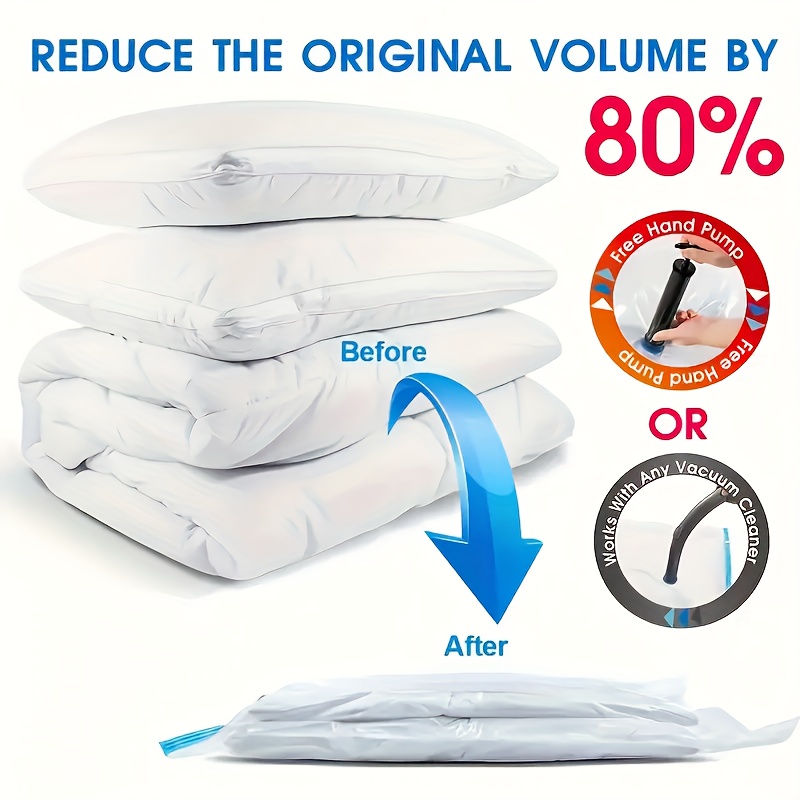 8-Pack Extra Large Vacuum Storage Bags with Manual Pump - No Electricity Needed, Air-Tight Zipper Closure, Dust & Moisture-Proof Space Saver for Clothes, Bedding, Dorms, Wardrobes & Moving, Vacuum Storage Bags for Clothes, Moving Essentials, Efficient Packing, Secure Closure, Frequent Movers