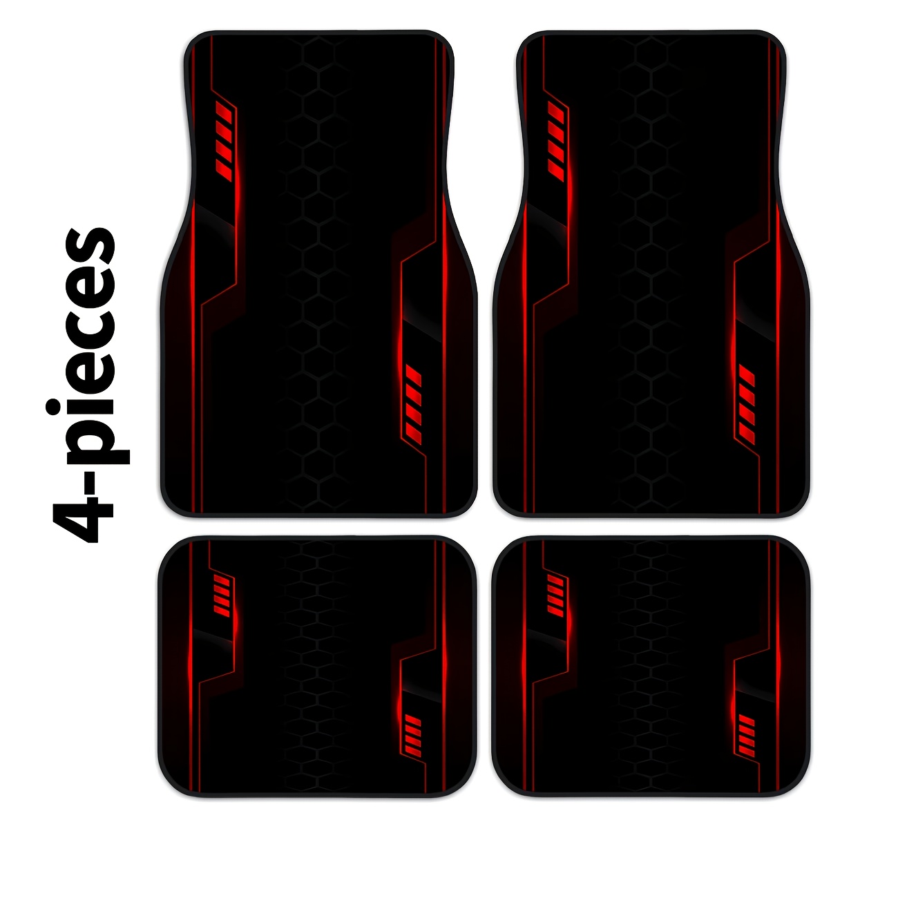 TEMU Set da 4 tappetini per auto con stampa di cornice , accessorio per interni automobilistici, facili da pulire. Adatti protezione elegante degli