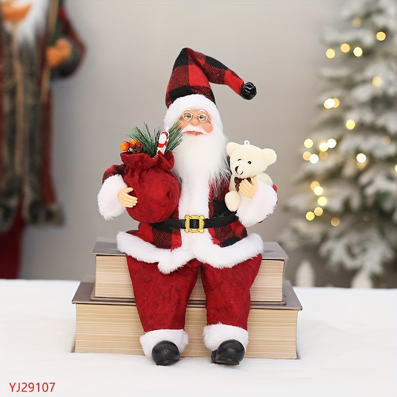 

1pc Christmas Figurine, 35cm Sitting Bear And , , Decor, Non-electric, Polyester And , Christmas Decoration