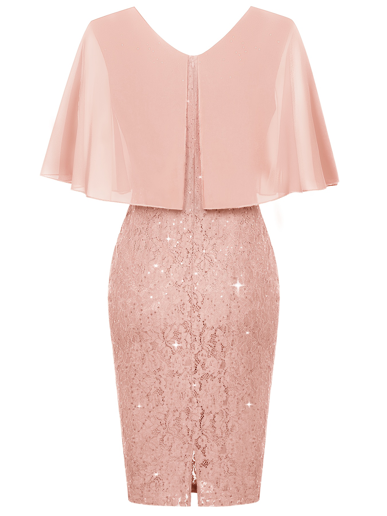 womens cape dress wedding guest dress chiffon lace sequin - Temu