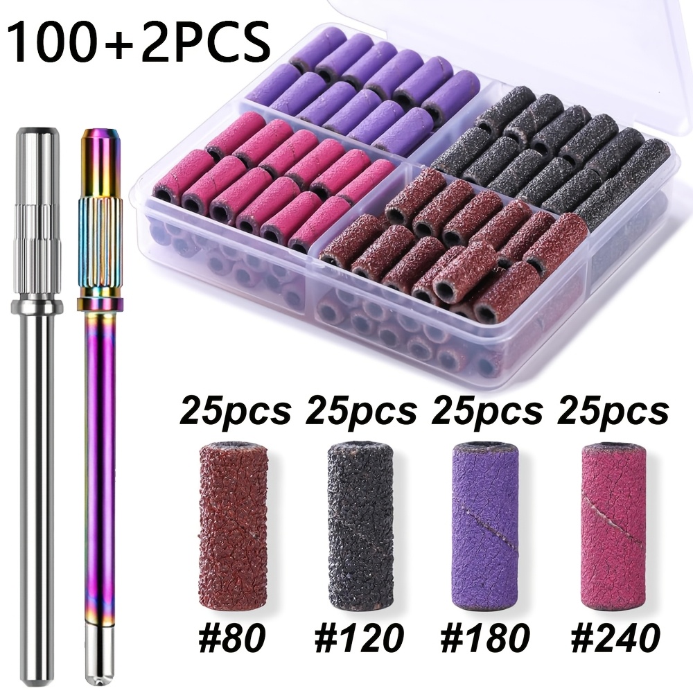 TEMU 100 1 4 Kinds Of Sand Size Nail Files | 3mm Frosted Ring File Set, Including Fine Sand, Medium Sand, Coarse Sand, Straight Tooth Shape, Emery
