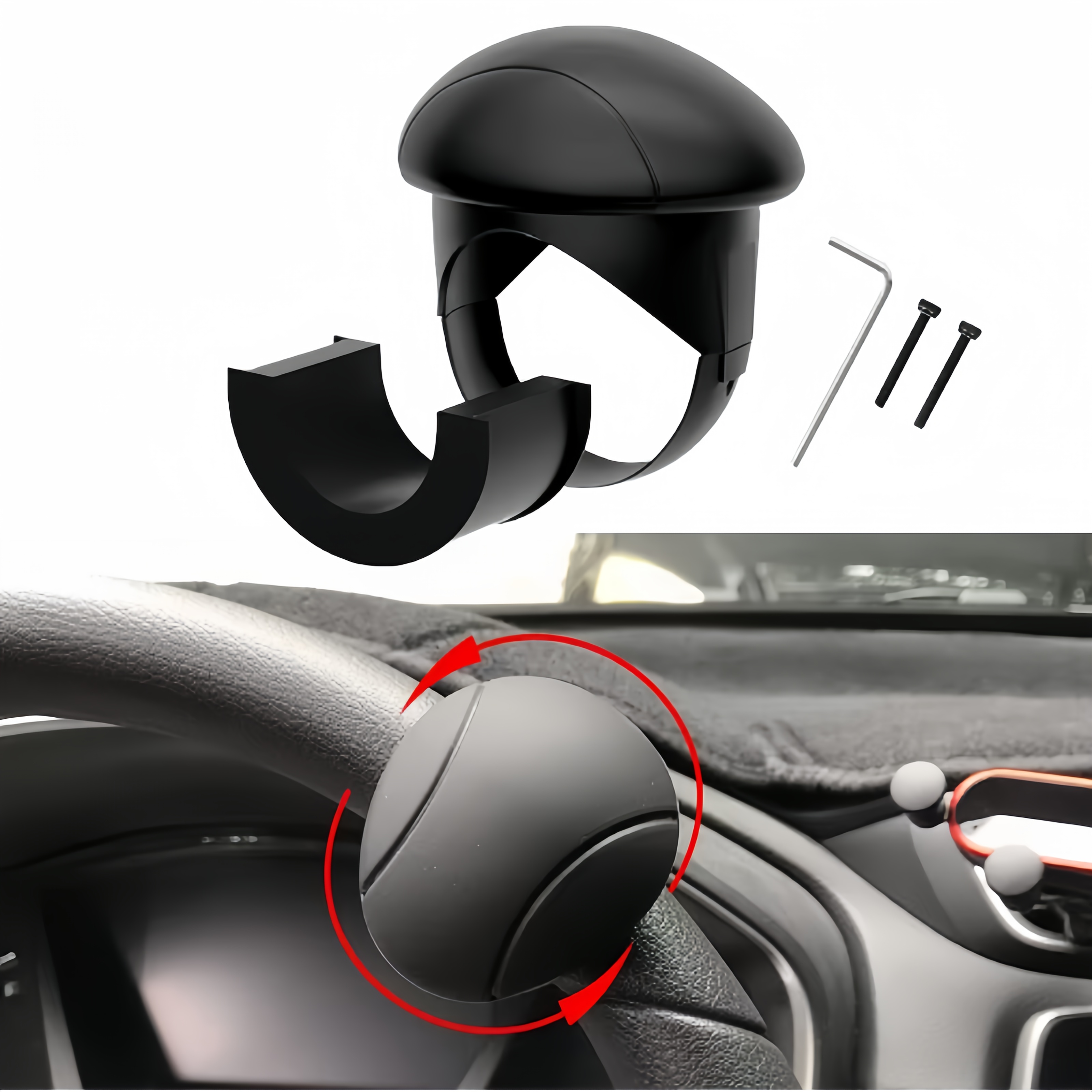 

Easy-install Silicone Steering Wheel Spinner Knob - 360° , Anti-slip Grip For Cars, Trucks & More