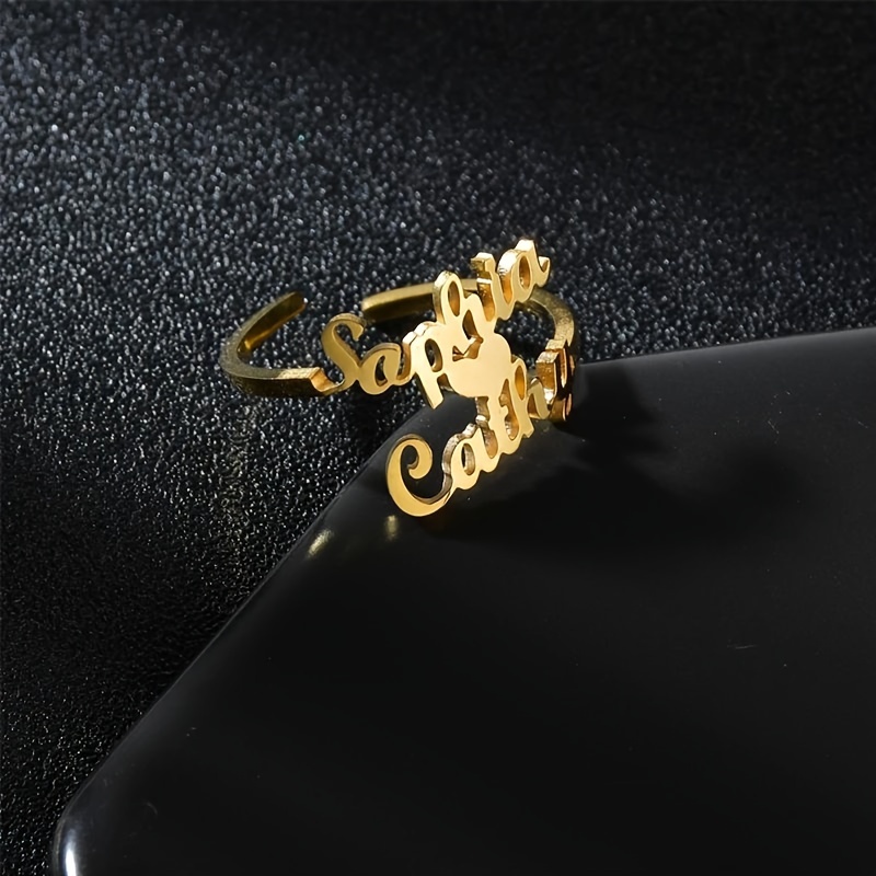 Personalized Family Name Ring & Double Heart with Names