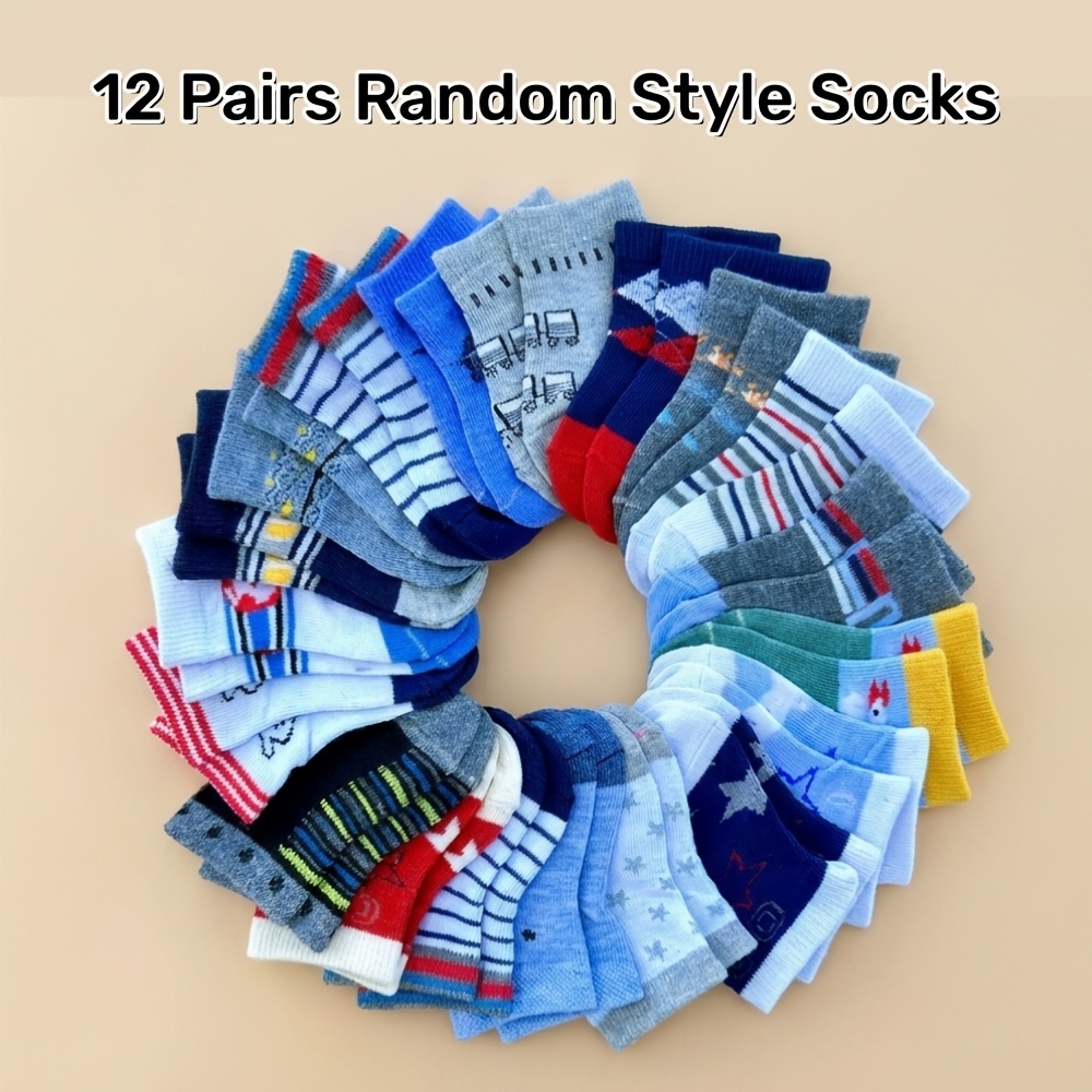Image of 6/12 Pairs Random Style 0-12m Infant Baby Socks Baby Socks For Boys Girls Newborn Toddler First Walkers Baby Clothes Additions