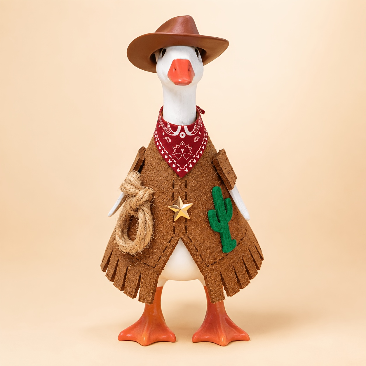 TEMU Ensemble de costume de cowboy occidental, tenue de gilet et chapeau en denim, décoration créative d'ornement de canard, décoration de fête