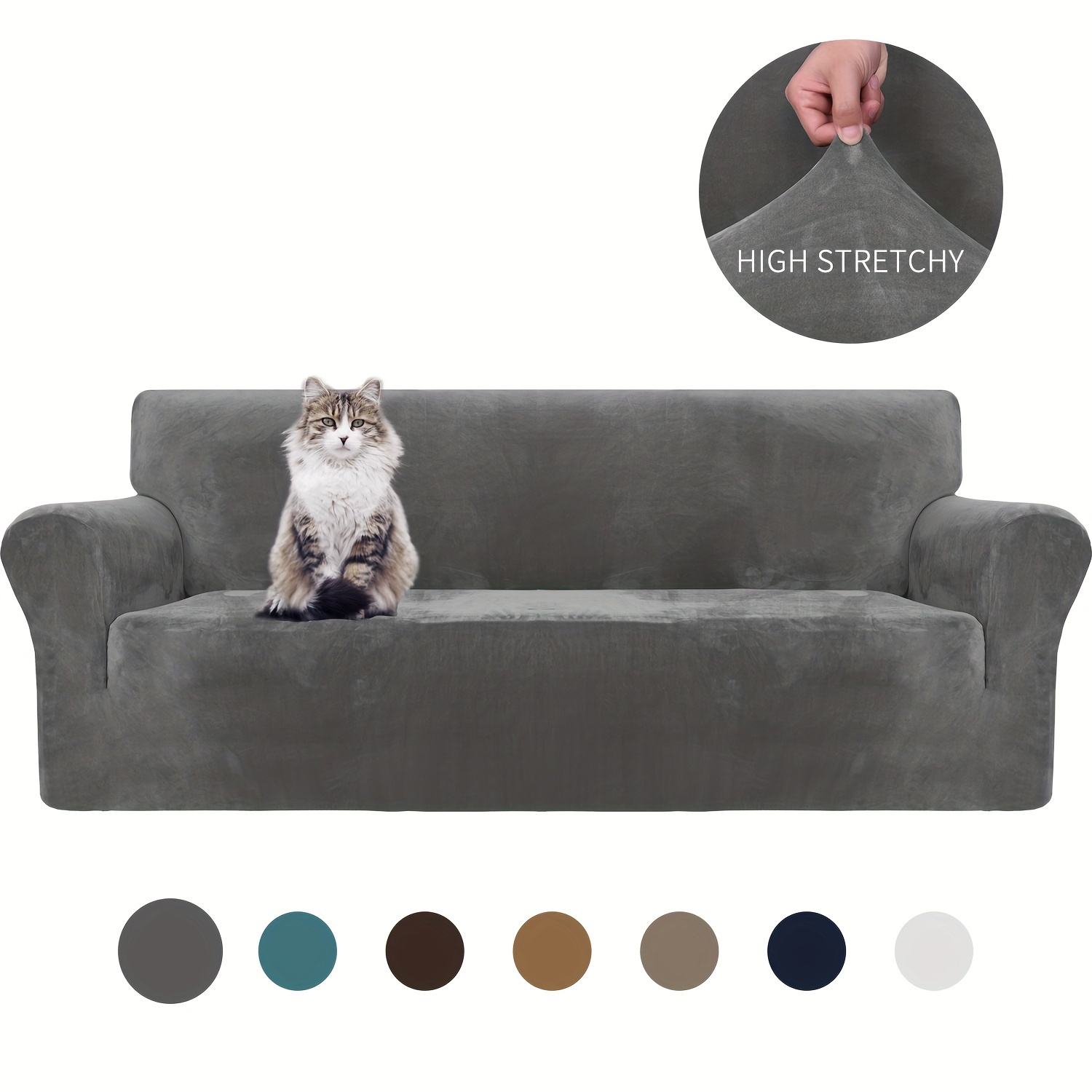 E-shop Verbesserter, verdickter Samt Stretch Sofabezug, verdickter 360° All-Inclusive Sofabezug, Wohnzimmer mit Armlehnen Kombi-Sofabezug, elastischer