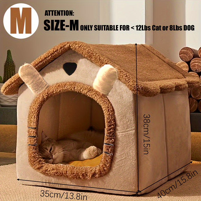 TEMU 1pc Cat House, Removable And Polyester Pet Bed, Dog Kennel, Pre-assembled Pet